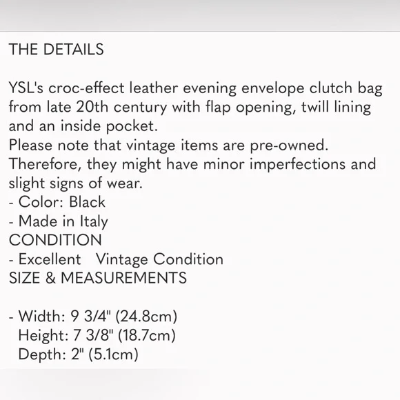 YSL - Yves Saint Laurent - croc effect Black leather evening or everyday clutch - Picture 9 of 9